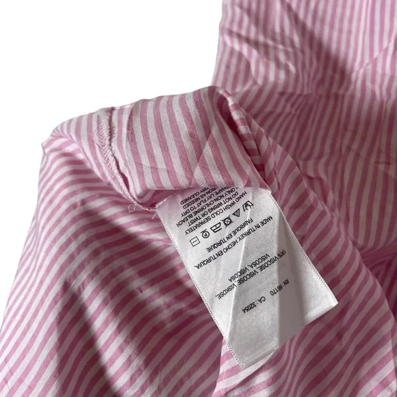 Maeve Anthropologie Size M Zadie Striped Button Up Top Pink White - Picture 6 of 8